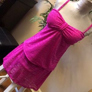 Hot pink skirtini swimsuit